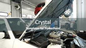  Presentation with repair - Amazing PPT layouts having car with open hood backdrop and a dark gray colored foreground