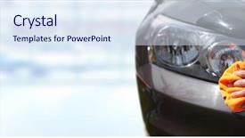  Presentation with banner blue - Amazing slide set having car with wax and polish backdrop and a sky blue colored foreground