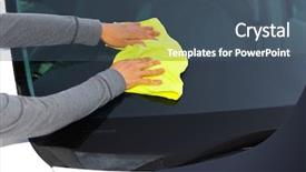  Presentation with wax - Colorful slide set enhanced with car with wax and polish cloth backdrop and a ocean colored foreground