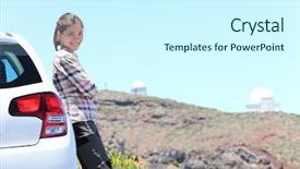  Presentation with car rental - Cool new presentation with car woman road trip backdrop and a white colored foreground