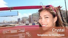  Presentation with race car - Colorful slide deck enhanced with auto racing - car woman smiling happy backdrop and a red colored foreground