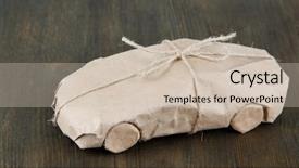  Presentation with brown - Presentation design enhanced with car wrapped in brown kraft background and a soft green colored foreground