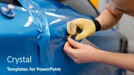  Presentation with vinyl - Slide deck featuring car-wrapper-installs-protective-vinyl background and a ocean colored foreground