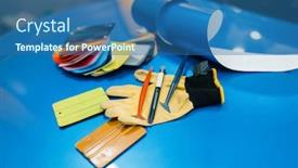  Presentation with tools - Colorful slide set enhanced with car-wrapping-color-palette backdrop and a ocean colored foreground