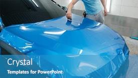  Presentation with film - Audience pleasing slide set consisting of car-wrapping-man-with-squeegee backdrop and a teal colored foreground