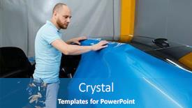  Presentation with vinyl - Audience pleasing PPT theme consisting of car-wrapping-man-with-tool backdrop and a teal colored foreground