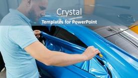  Presentation with vinyl - Slide deck having car-wrapping-mechanic-cuts-vinyl background and a teal colored foreground