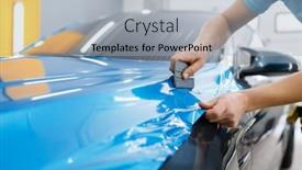 Presentation with mechanic - Beautiful PPT theme featuring car-wrapping-mechanic-with-squeegee backdrop and a light gray colored foreground