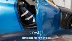  Presentation with vinyl - Colorful presentation theme enhanced with car-wrapping-protective-vinyl-foil backdrop and a ocean colored foreground