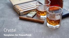  Presentation with brandy - PPT theme having carafe-of-whiskey-or-brandy background and a gray colored foreground