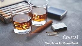 Presentation with brandy - Theme featuring carafe-of-whiskey-or-brandy background and a gray colored foreground