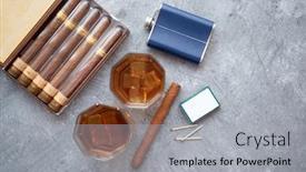  Presentation with brandy - Slides enhanced with carafe-of-whiskey-or-brandy background and a light gray colored foreground