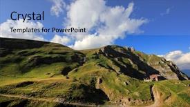  Presentation with wudang mountain - PPT theme having caraiman - mountain chalet in sunset light background and a  colored foreground