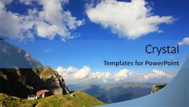  Presentation with light - Presentation design featuring caraiman - mountain chalet in sunset light background and a  colored foreground