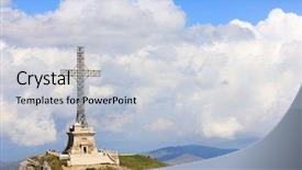  Presentation with cross - Presentation theme having portrait of senior businessman who is promising not to say anything background and a light gray colored foreground