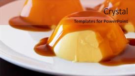  Presentation with creme caramel dessert - Audience pleasing theme consisting of caramel - french dessert creme brulee backdrop and a gold colored foreground