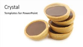  Presentation with chocolate cup cakes - Beautiful presentation theme featuring caramel and chocolate filled cakes backdrop and a white colored foreground