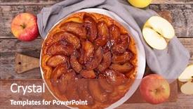  Presentation with wood board - Amazing slides having wood apple - tarte tatin on board backdrop and a red colored foreground