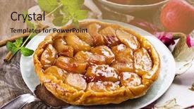  Presentation with tart tatin - Presentation design having tarte tatin background and a coral colored foreground