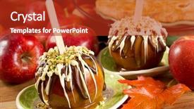  Presentation with halloween - Presentation theme featuring halloween food - caramel apples background and a crimson colored foreground