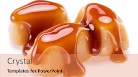  Presentation with sugar - PPT layouts featuring caramel-candies-covered-with-melted background and a coral colored foreground