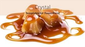  Presentation with sugar loaded foods - Colorful presentation design enhanced with caramel-candies-covered-with-melted backdrop and a yellow colored foreground