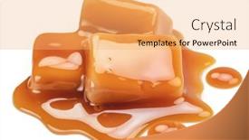  Presentation with milk smoothies - Presentation design with caramel-candies-in-milk-caramel background and a yellow colored foreground