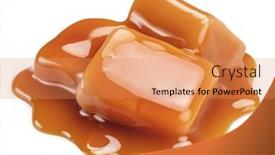  Presentation with white milk - PPT theme with caramel-candies-in-milk-caramel background and a coral colored foreground