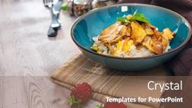  Presentation with thai - Presentation theme featuring caramel-pork-and-vegetable-thai background and a violet colored foreground