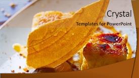  Presentation with chocolate ice cream - Presentation design with caramelized french toast with orange background and a gold colored foreground