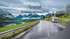  Presentation with caravan - Slides featuring caravan car travels background and a light blue colored foreground