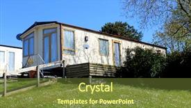  Presentation with trailer park - Slide deck featuring caravan in modern trailer park background and a tawny brown colored foreground