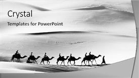  Presentation with caravan - PPT theme featuring caravan in sahara desert africa background and a white colored foreground