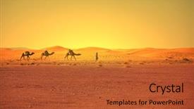  Presentation with camel caravan - PPT theme consisting of caravan in sahara desert background and a red colored foreground