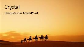 Presentation with camel caravan - PPT layouts enhanced with caravan in sahara desert background and a yellow colored foreground
