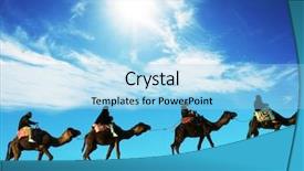  Presentation with camel caravan - Presentation with caravan in sahara desert background and a light blue colored foreground