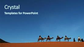  Presentation with camel caravan - Beautiful PPT theme featuring caravan in sahara desert backdrop and a  colored foreground