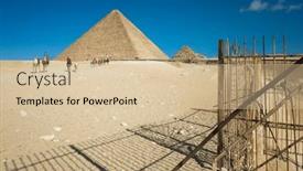  Presentation with cheops pyramid - PPT theme having caravan-of-camels-and-horses background and a lemonade colored foreground