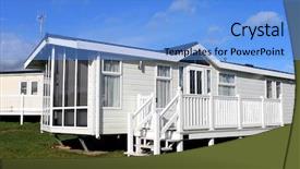  Presentation with trailer park - Presentation design having caravan on a trailer park background and a light blue colored foreground