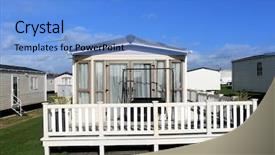  Presentation with trailer park - PPT theme having caravan on a trailer park background and a light blue colored foreground