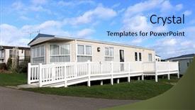 Presentation with trailer park - Beautiful PPT theme featuring caravan on a trailer park backdrop and a light blue colored foreground