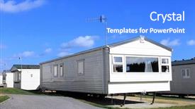  Presentation with trailer park - Cool new presentation theme with caravan on a trailer park backdrop and a cobalt blue colored foreground