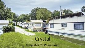  Presentation with campsite - PPT layouts with caravan park - image of a campsite background and a yellow colored foreground