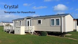  Presentation with trailer park - Presentation with caravans in modern trailer park background and a light blue colored foreground