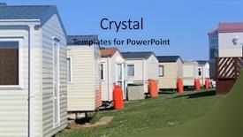 Presentation with trailer park - PPT theme with caravans in trailer park background and a light blue colored foreground