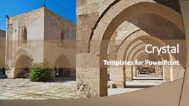  Presentation with silk - PPT theme featuring caravansary on the silk road background and a coral colored foreground