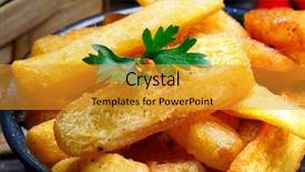  Presentation with cassava - Beautiful PPT theme featuring boiling - boiled cassava mandioca backdrop and a gold colored foreground