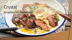  Presentation with t bone steak - Cool new PPT theme with carbon - barbecue t-bone lamb steak backdrop and a lemonade colored foreground