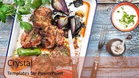  Presentation with bone - Slides enhanced with carbon - barbecue t-bone lamb steak background and a coral colored foreground