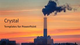  Presentation with carbon - Presentation design featuring carbon - smoking pipe of power plant background and a coral colored foreground